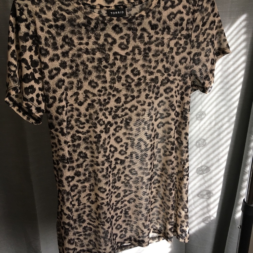 TORRID stretchy, sheer CHEETAH top